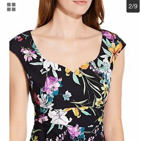 ADRIANNA PAPELL Floral Sweetheart Drape Sheath 8US - Picture 6 of 9